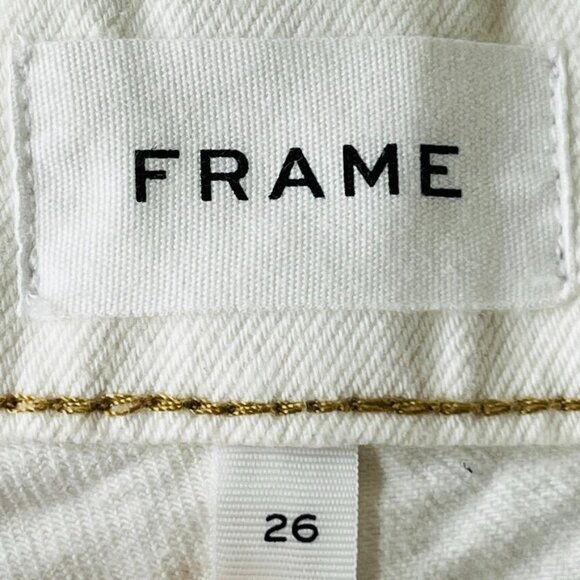 Frame Oversize Jeans in White Size 26 Tan Accent Wide Hem - Picture 10 of 14
